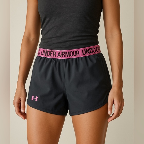 Under Armour Size Medium Grey and Pink Athletic Shorts. - Picture 1 of 5